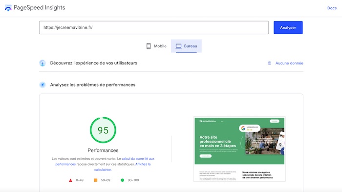 Pagespeed Google Vitesse Performance site